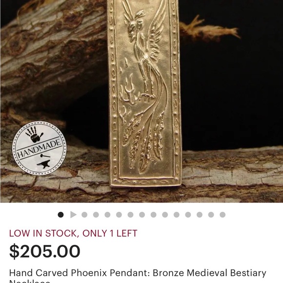 Gold Phoenix Pendant Necklace - Picture 2 of 8